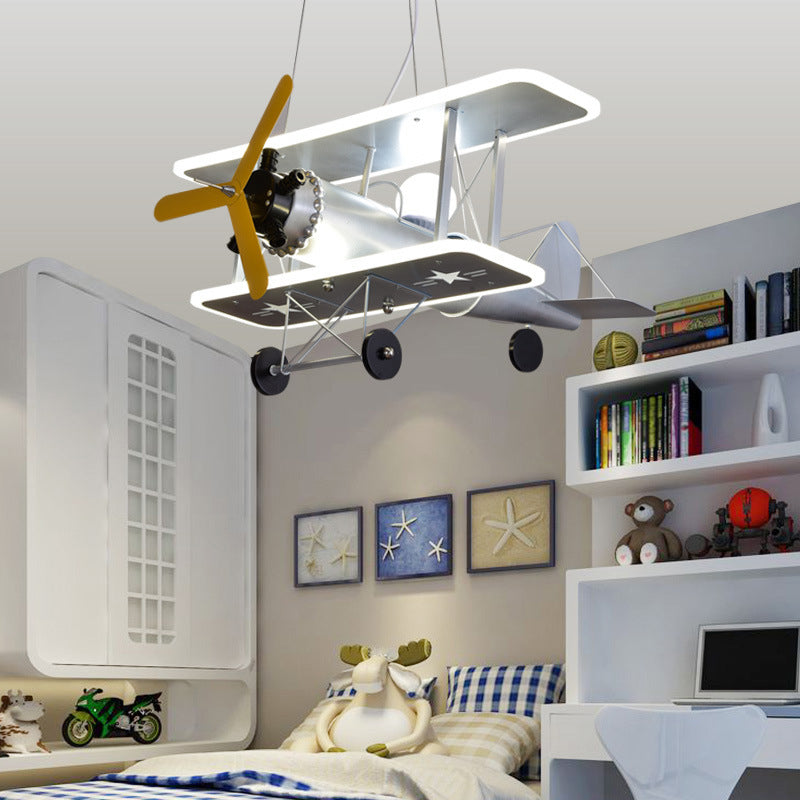 Cartoon Creative Personality Ceiling Pendant Light Metal Aircraft LED Hanging Light for Children Bedroom