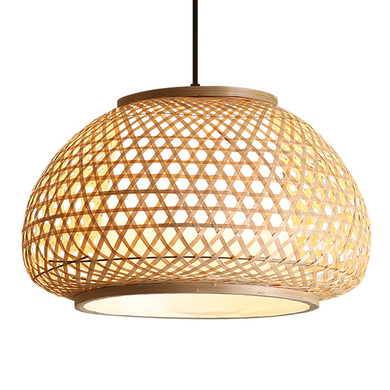 Globe Anhänger Hängende Lampe mit Rattan Shade Asia Style 1 leichte Hängedecke Laterne in Beige