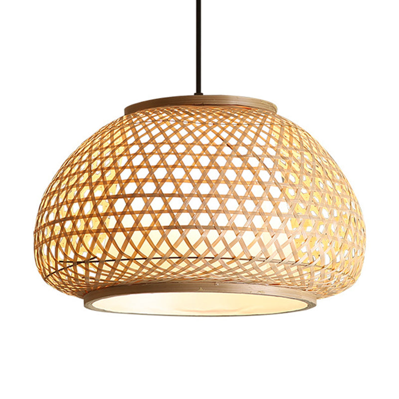 Globe Anhänger Hängende Lampe mit Rattan Shade Asia Style 1 leichte Hängedecke Laterne in Beige