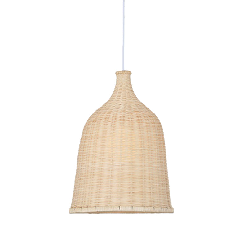 Handwoven Dome Pendant Light Fixture Chinese Bamboo Single Bulb Ceiling Light for Dining Table