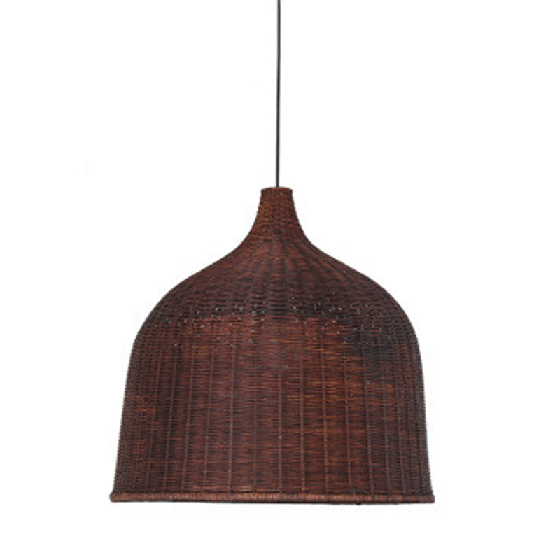 Handwoven Dome Pendant Light Fixture Chinese Bamboo Single Bulb Ceiling Light for Dining Table