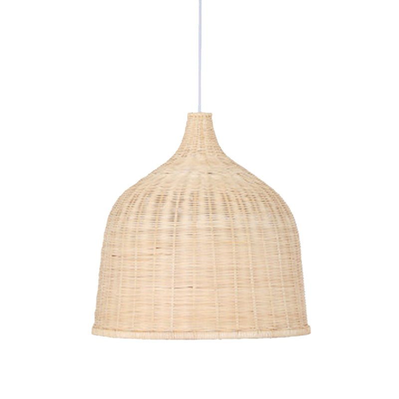 Handwoven Dome Pendant Light Fixture Chinese Bamboo Single Bulb Ceiling Light for Dining Table