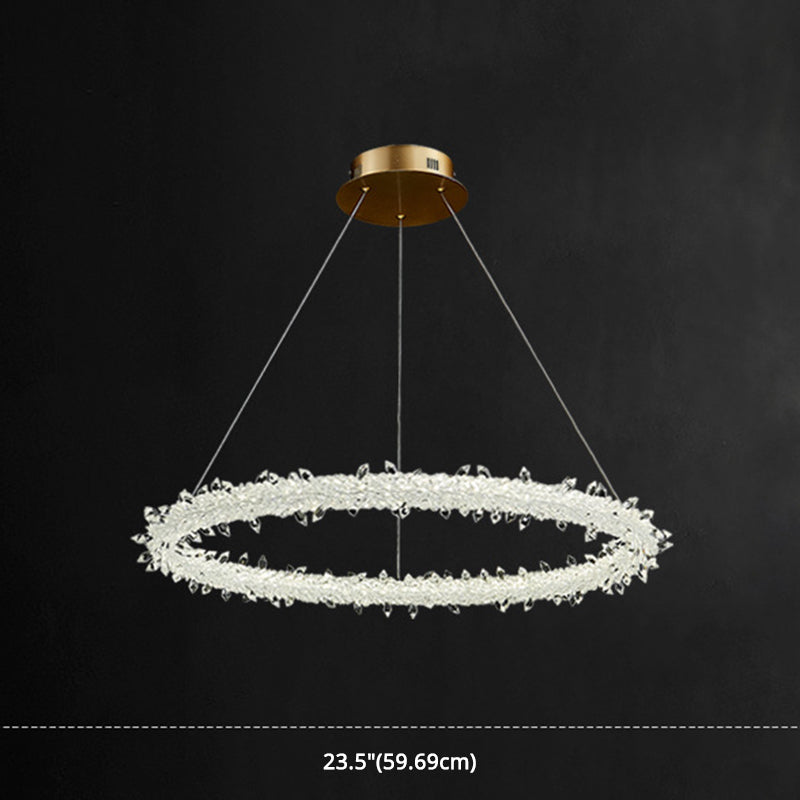 Suspension à LED circulaire moderne minimaliste en cristal clair salon de plafond suspendu
