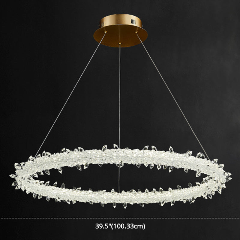 Suspension à LED circulaire moderne minimaliste en cristal clair salon de plafond suspendu