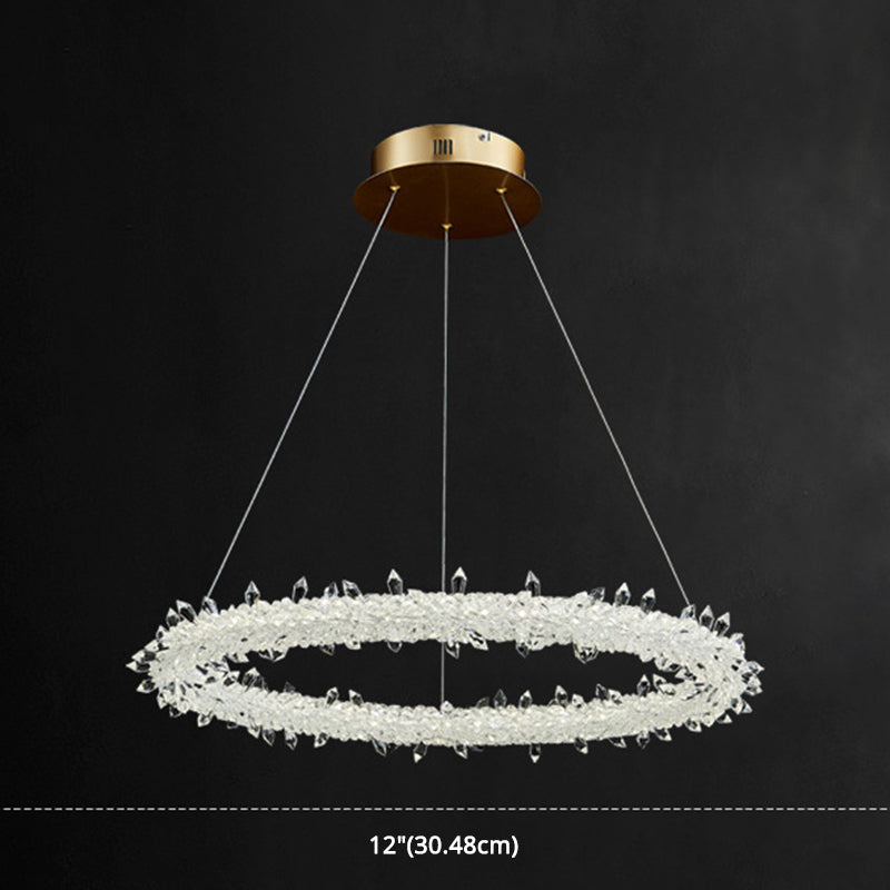 Suspension à LED circulaire moderne minimaliste en cristal clair salon de plafond suspendu