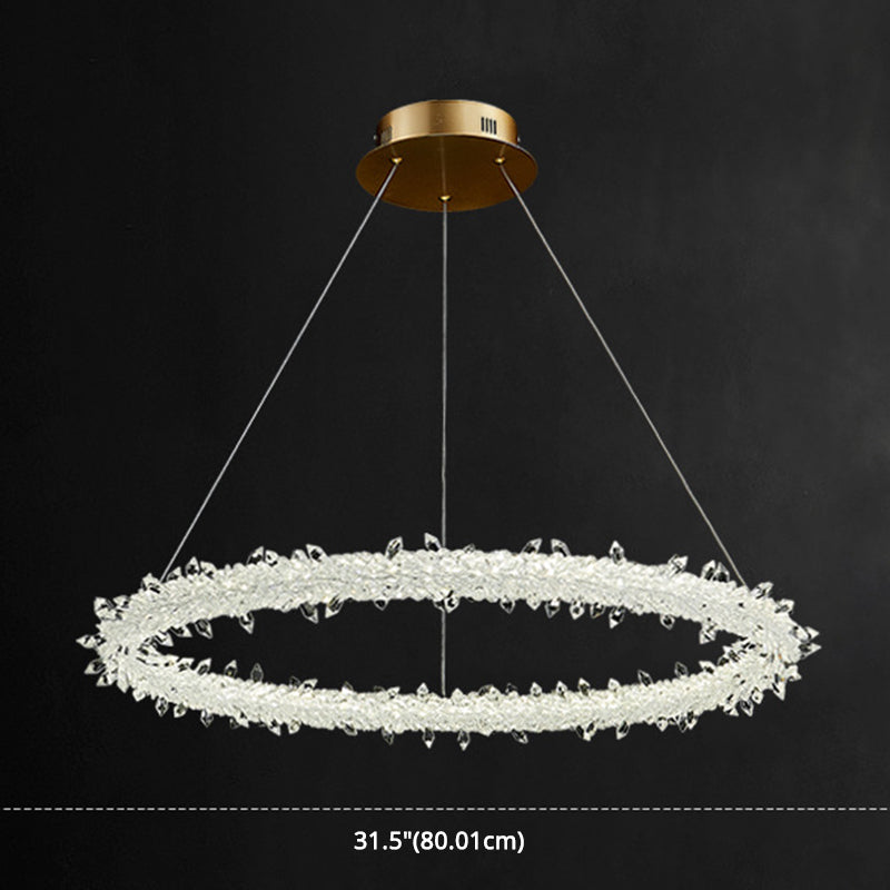 Suspension à LED circulaire moderne minimaliste en cristal clair salon de plafond suspendu