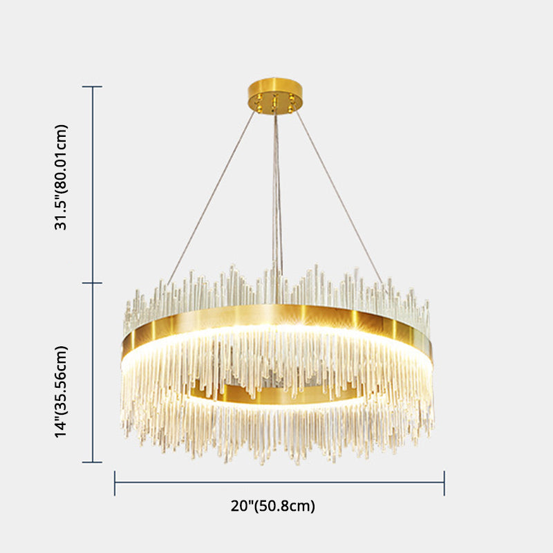 Mid-Century Modern Clear Crystal Down Lighting Pendant Round LED Suspension Lamp for Dining Table