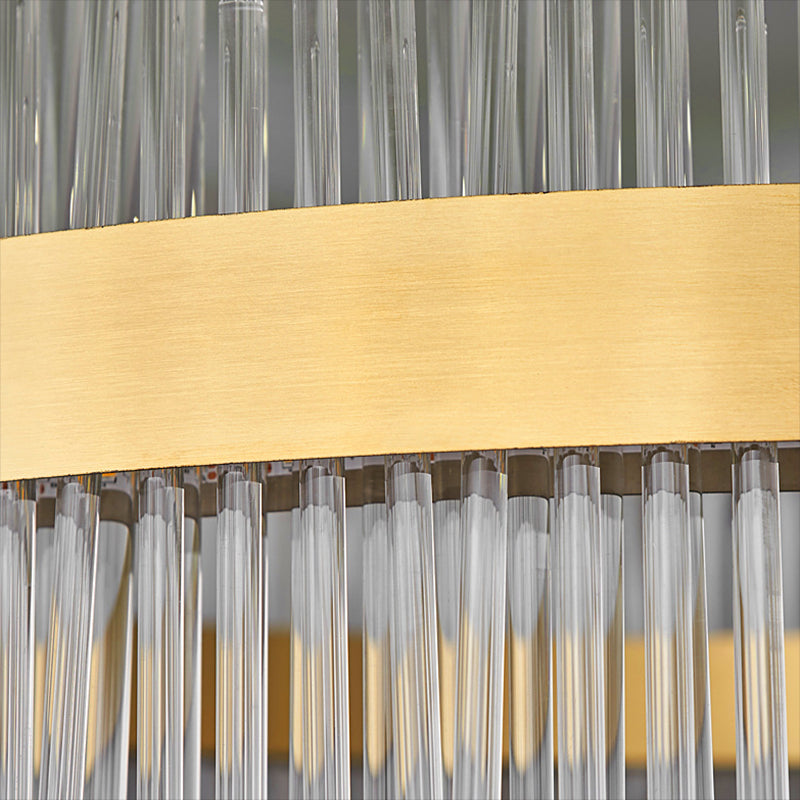 Mid-Century Modern Clear Crystal Down Lighting Pendant Round LED Suspension Lamp for Dining Table