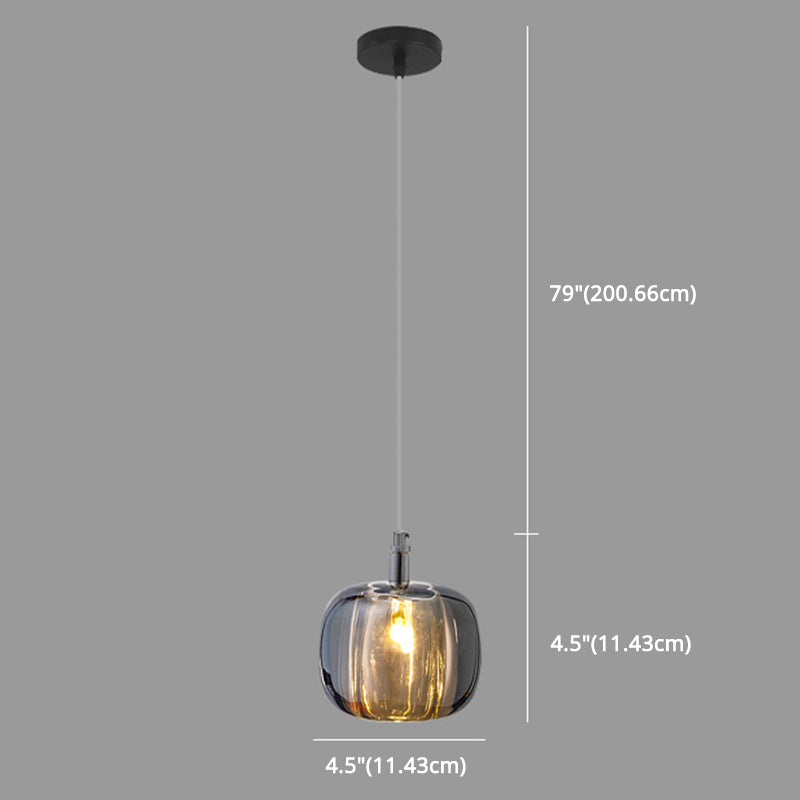 Melon Shaped Dining Room Pendulum Light  Crystal 1-Light Postmodern Minimalist Hanging Lamp Kit