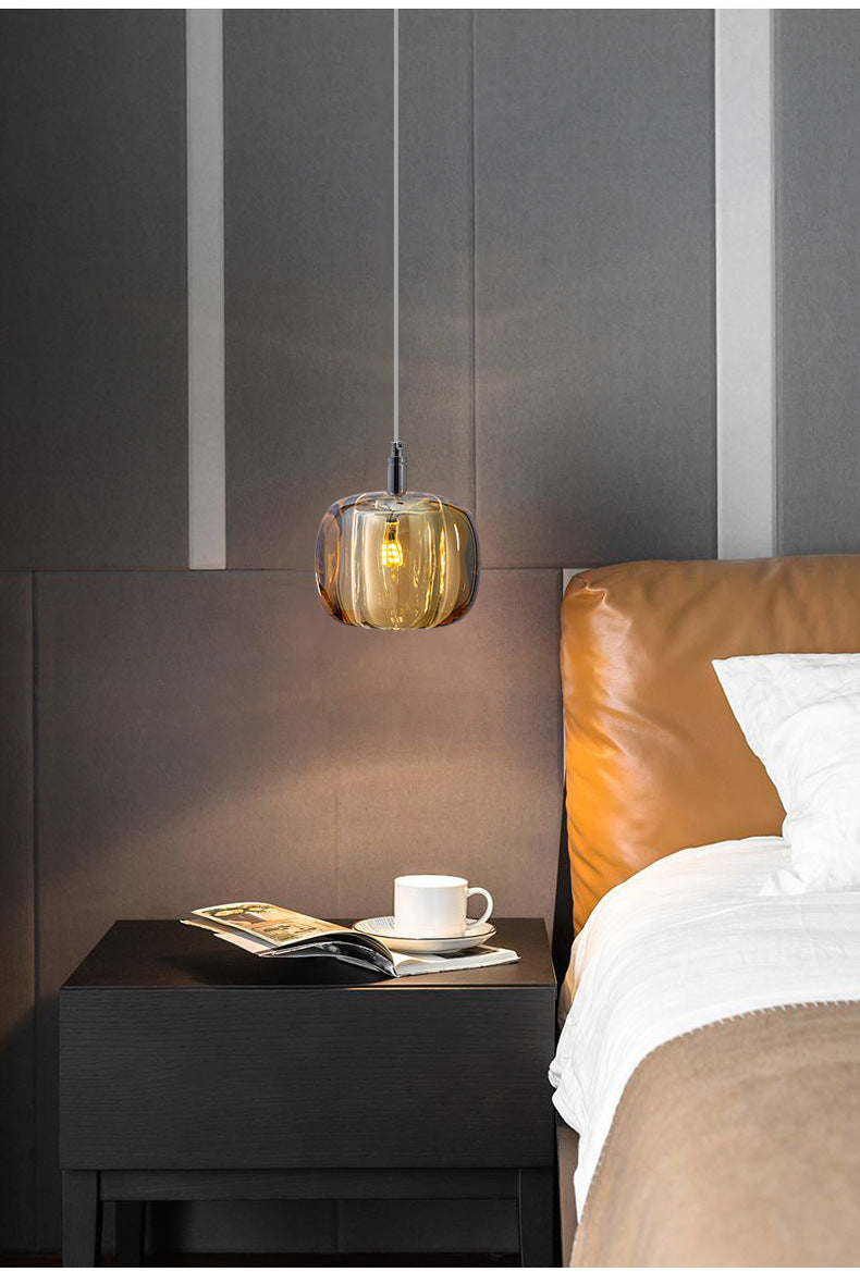 Melon Shaped Dining Room Pendulum Light  Crystal 1-Light Postmodern Minimalist Hanging Lamp Kit