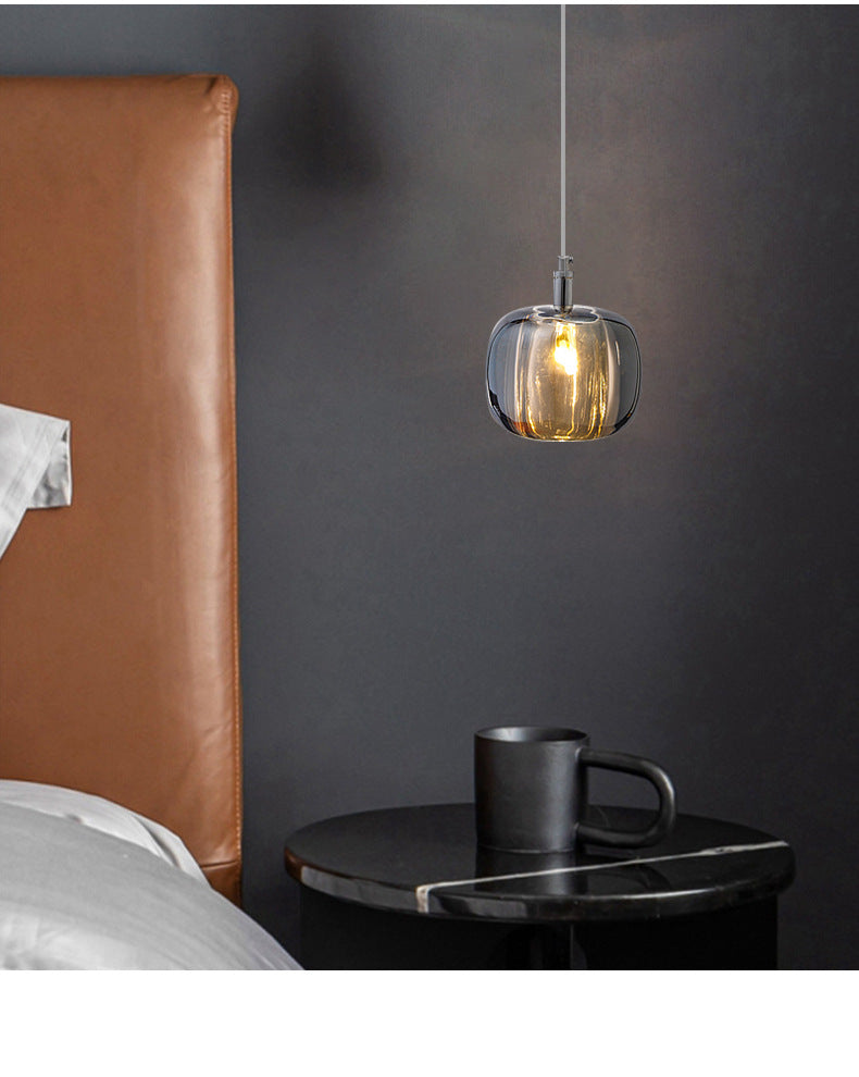 Melon Shaped Dining Room Pendulum Light  Crystal 1-Light Postmodern Minimalist Hanging Lamp Kit