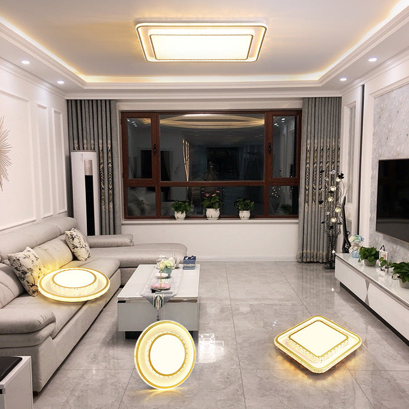 Minimalist Geometric Shaped Ceiling Light Acrylic Living Room LED Flush Mount Light in Gold