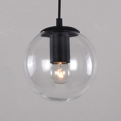 Accensione a ciondolo Globe Industrial 6 "/8"/12 "1 Luce Light Clear Glass Appesi Luce in nero/Chrome