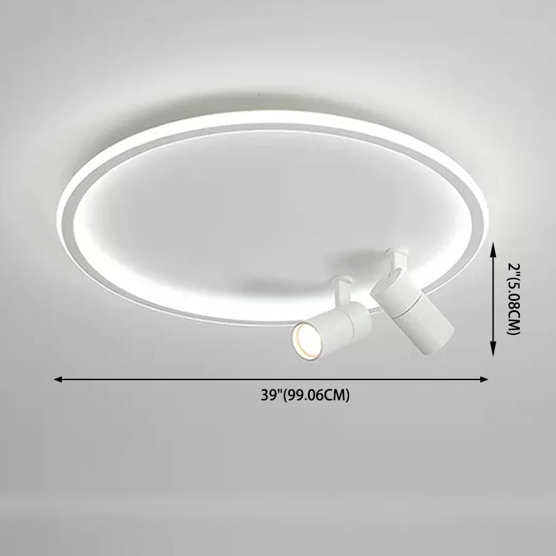 Circular LED Flush Mount Light Nordic Acrylic Study Room Ceiling Fixture with Spotlight