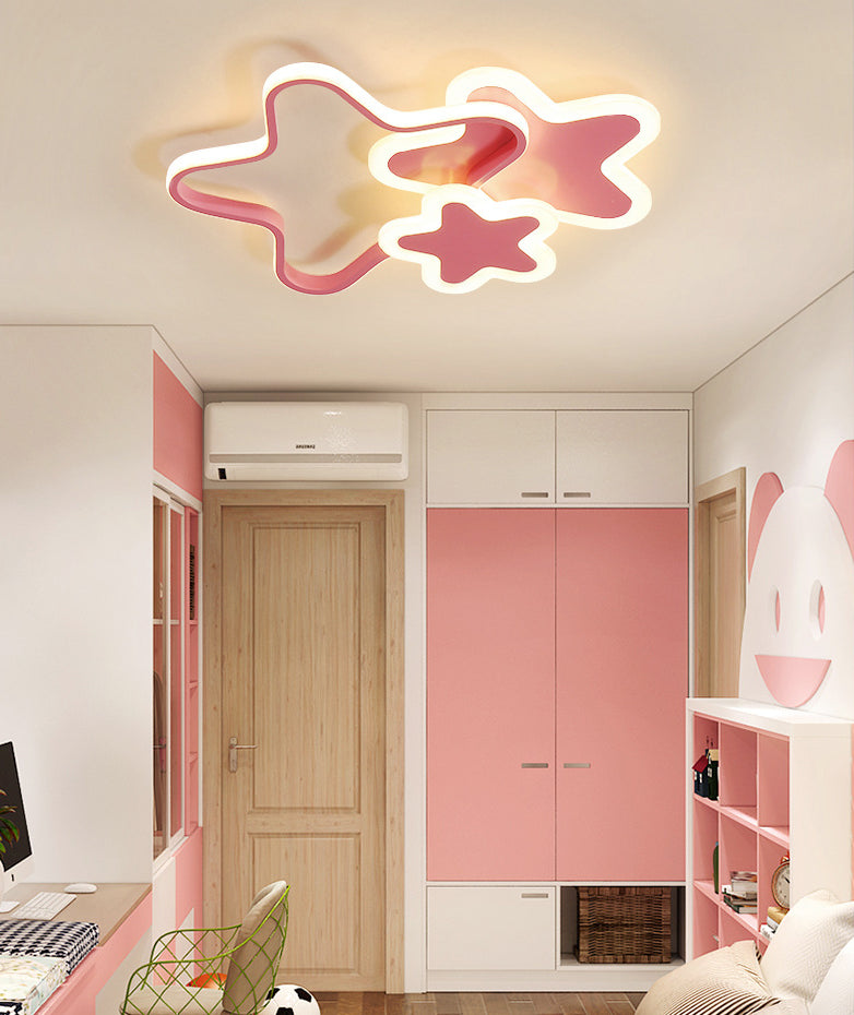 Nordic Style Metal Flush Mount Ceiling Lamp Cartoon Shape LED Flush Mount Lighting for Kids Bedroom