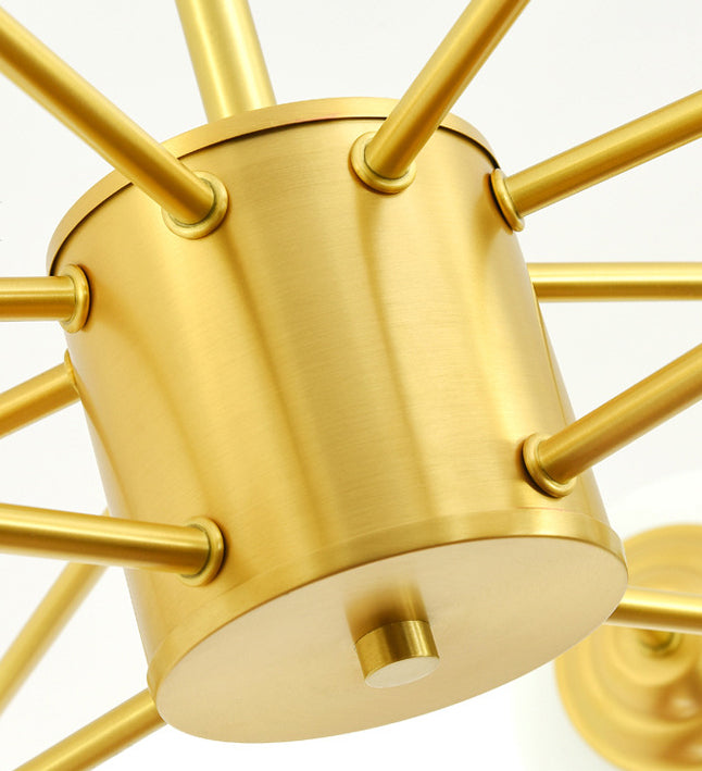 Post-Modern Metal Hanging Chandelier Light Opal Glass Shade  Ceiling Chandelier in Gold for Living Room