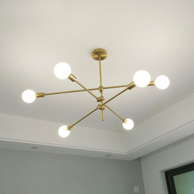 Oro 6 luce molecolare lampadario illuminazione moderna sfera vetro sospeso a sospensione per soggiorno