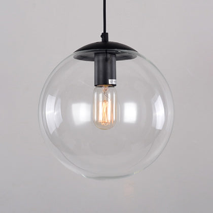 Accensione a ciondolo Globe Industrial 6 "/8"/12 "1 Luce Light Clear Glass Appesi Luce in nero/Chrome