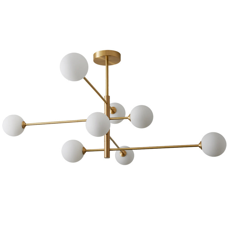 Post-Modern Metal Hanging Chandelier Light Glass Shade Ceiling Chandelier in Gold for Living Room