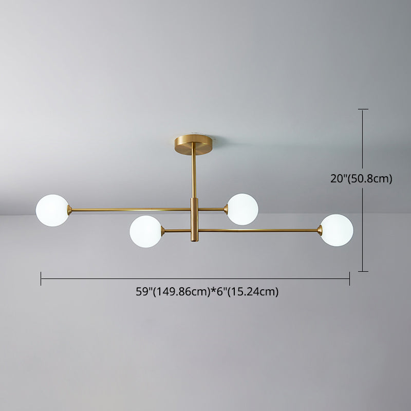 Post-Modern Metal Hanging Chandelier Light Glass Shade Ceiling Chandelier in Gold for Living Room