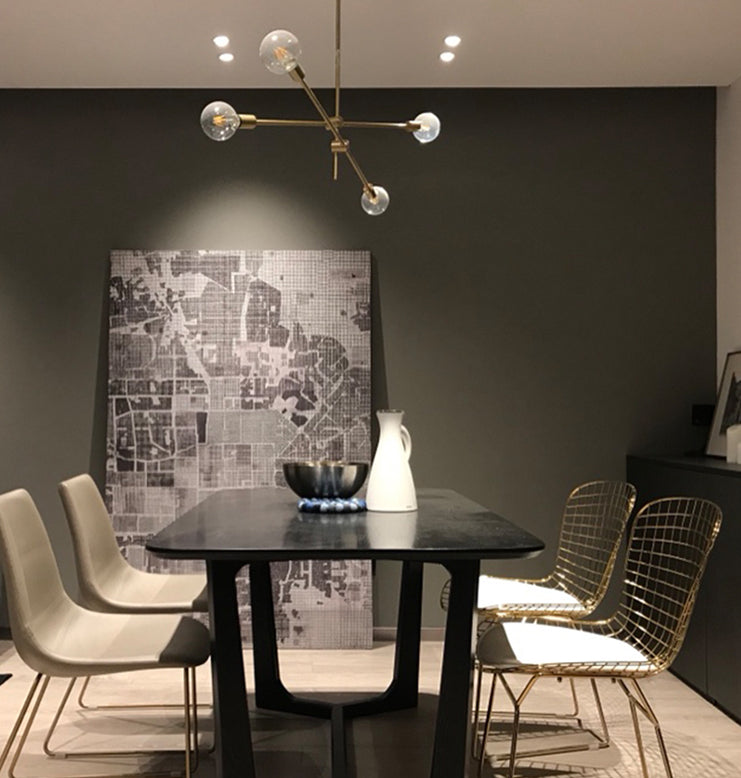 Post-Modern Metal Hanging Chandelier Light Glass Shade Ceiling Chandelier in Gold for Living Room