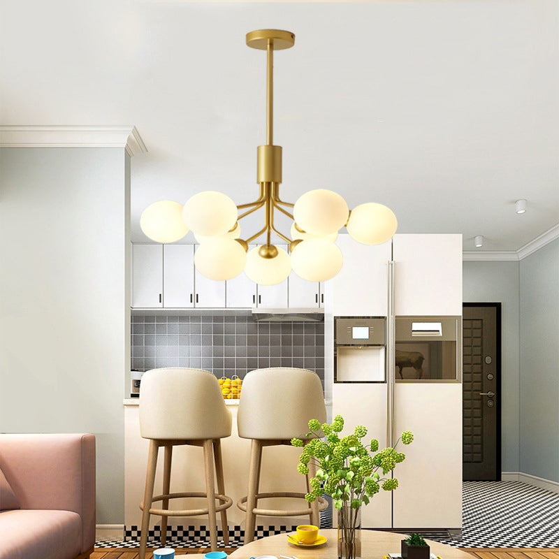 Postmoderne starburst hangende kroonluchter licht opaal glazen schaduw plafond kroonluchter in goud voor woonkamer