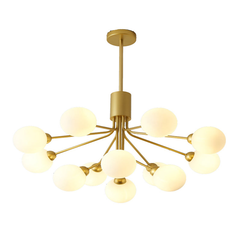 Lampadario a sospensione post-moderna lampadario leggero in vetro opale lampadario in oro per soggiorno