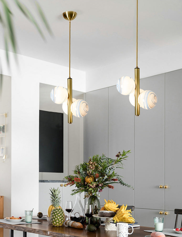 Moderno lampadario lineare minimalista lampadario sferico in vetro smerigliato 3 lampadario soffitto leggero