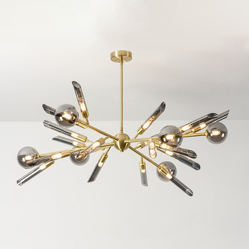 Post-Modern Metal Starburst Hanging Chandelier Light Glass Shade Ceiling Chandelier for Living Room