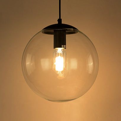 Accensione a ciondolo Globe Industrial 6 "/8"/12 "1 Luce Light Clear Glass Appesi Luce in nero/Chrome