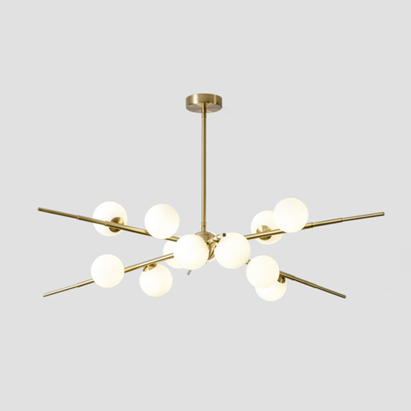 Modern Starburst Hanging Chandelier Light Opal Glass Shade Ceiling Chandelier for Living Room