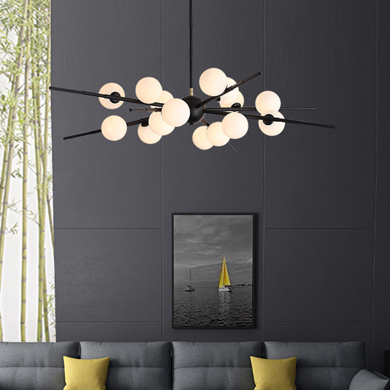 Modern Starburst Hanging Chandelier Light Opal Glass Shade Ceiling Chandelier for Living Room