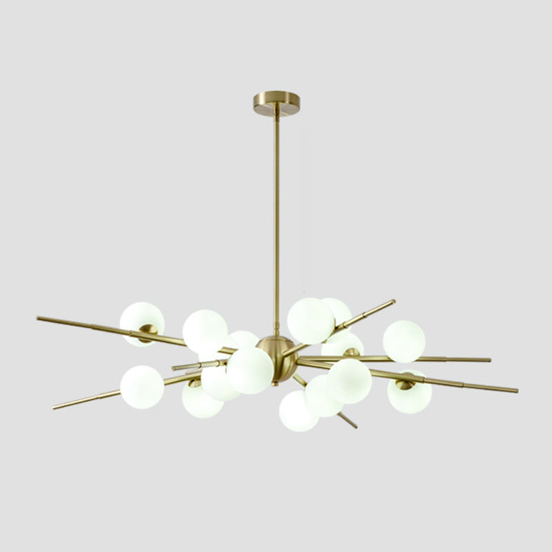 Modern Starburst Hanging Chandelier Light Opal Glass Shade Ceiling Chandelier for Living Room