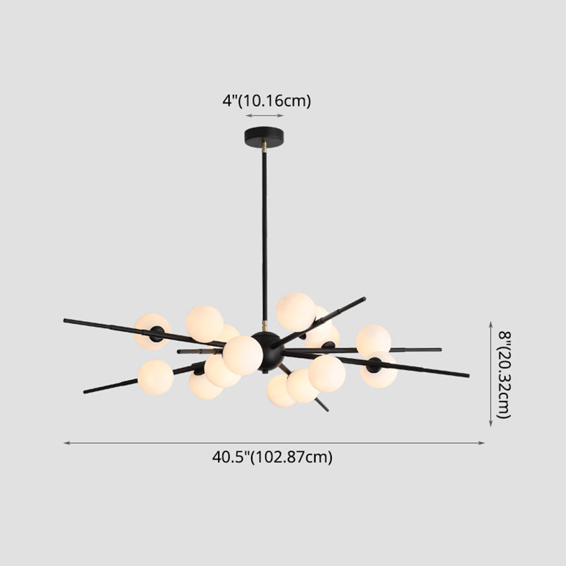 Modern Starburst Hanging Chandelier Light Opal Glass Shade Ceiling Chandelier for Living Room