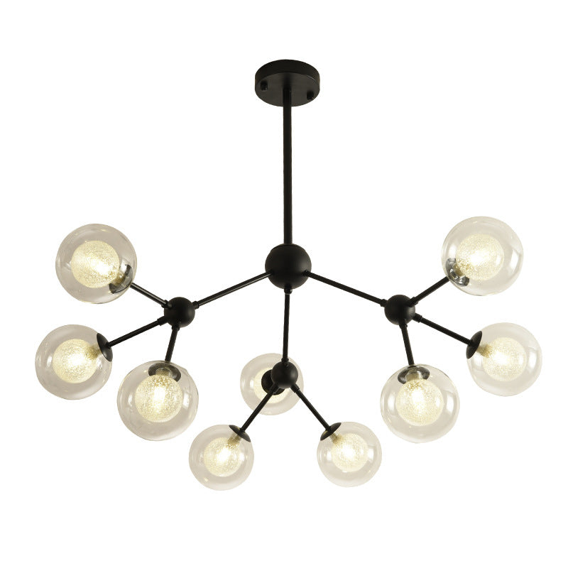 Black Branch Hanging Chandelier Light Modern Clear Glass Shade Ceiling Chandelier for Living Room