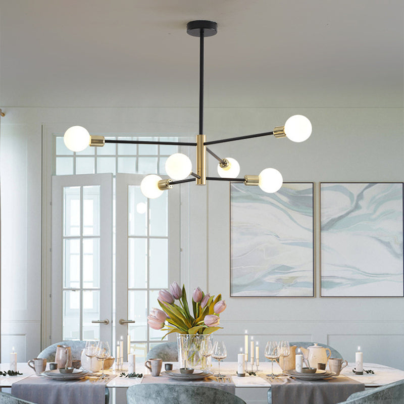 Zwarte moleculaire kroonluchter verlichting modern bolglas hangend licht licht voor woonkamer