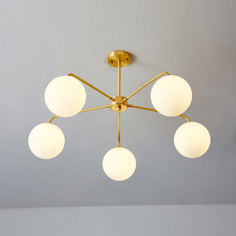 Post-Modern Minimalist Chandelier Light Fixture Spherical White Glass Ceiling Chandelier for Living Room