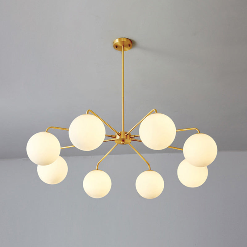 Post-Modern Minimalist Chandelier Light Fixture Spherical White Glass Ceiling Chandelier for Living Room