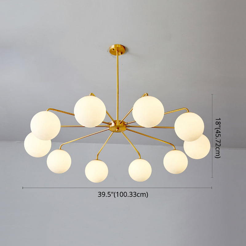 Post-Modern Minimalist Chandelier Light Fixture Spherical White Glass Ceiling Chandelier for Living Room