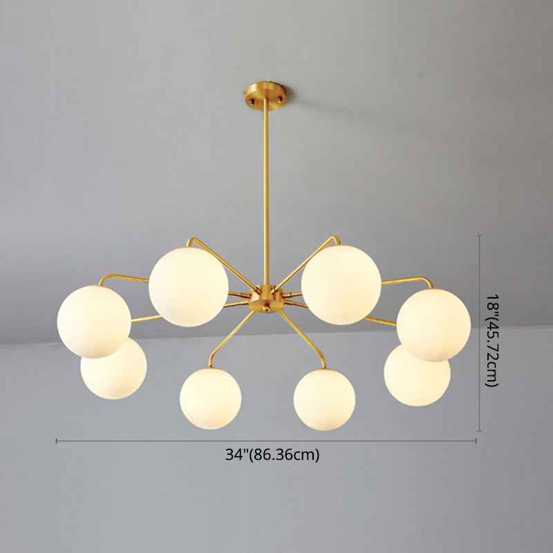 Post-Modern Minimalist Chandelier Light Fixture Spherical White Glass Ceiling Chandelier for Living Room