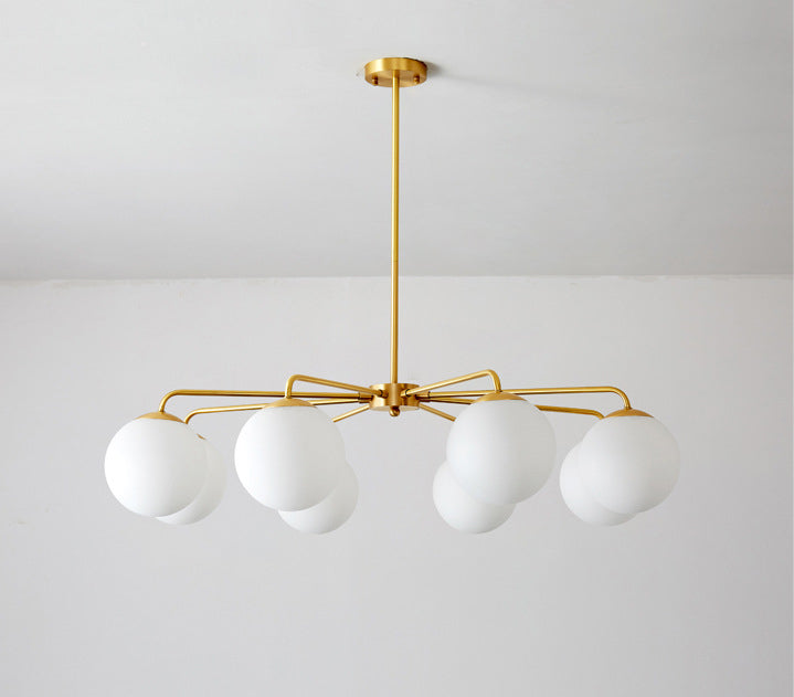 Post-Modern Minimalist Chandelier Light Fixture Spherical White Glass Ceiling Chandelier for Living Room