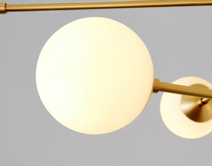 Post-Modern Hanging Chandelier Light Satin Opal Glass Ceiling Chandelier in Gold for Living Room