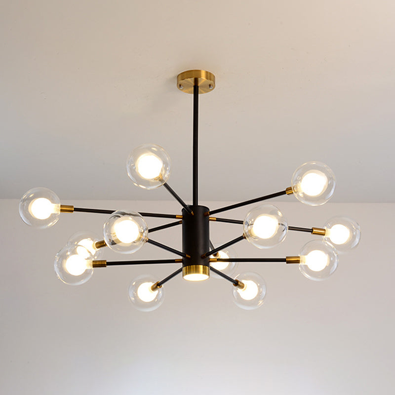 Post-Modern Starburst Hanging Chandelier Light Clear Globe Glass Ceiling Chandelier for Living Room