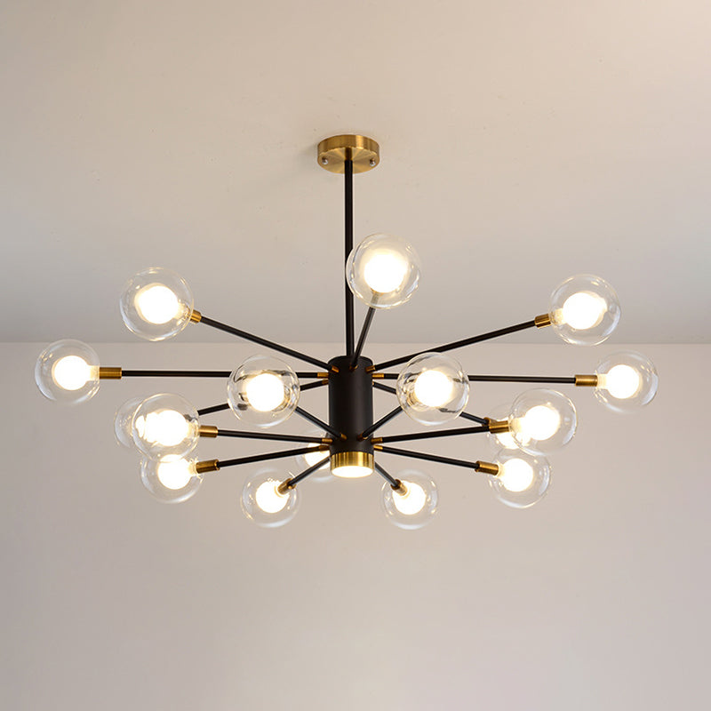 Post-Modern Starburst Hanging Chandelier Light Clear Globe Glass Ceiling Chandelier for Living Room