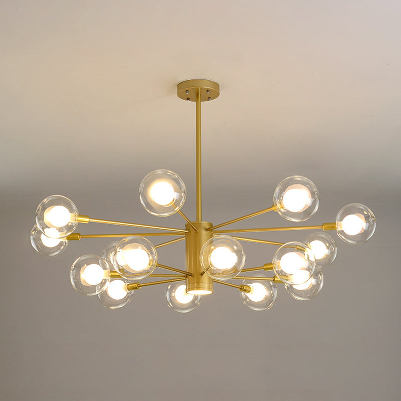 Post-Modern Starburst Hanging Chandelier Light Clear Globe Glass Ceiling Chandelier for Living Room