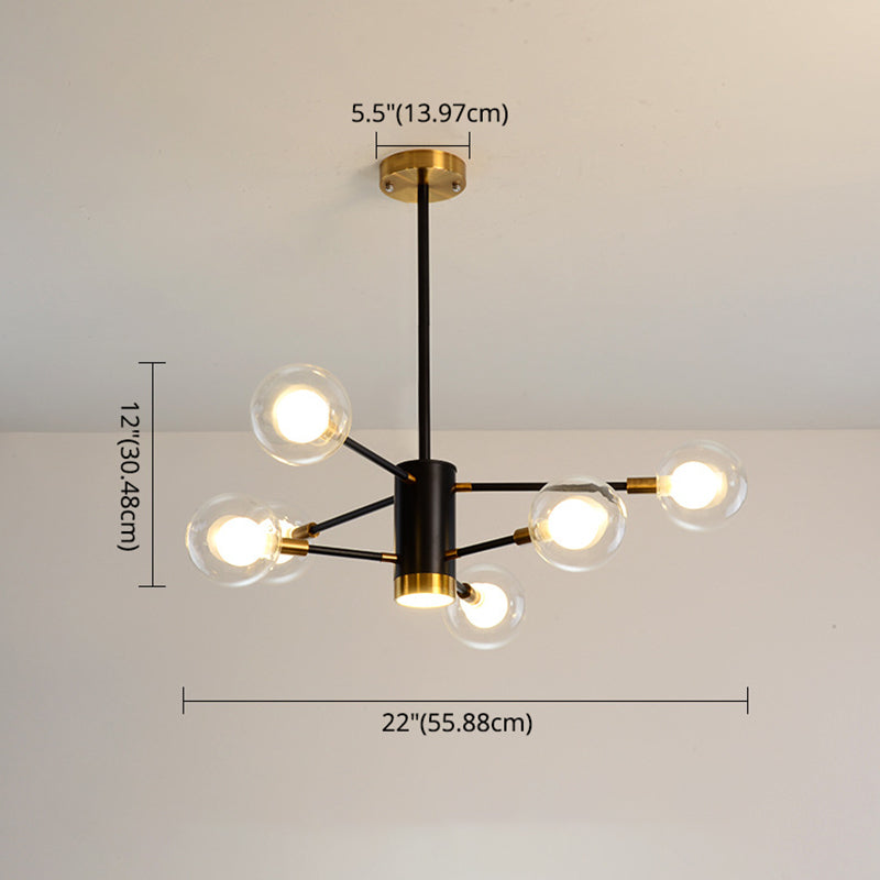 Post-Modern Starburst Hanging Chandelier Light Clear Globe Glass Ceiling Chandelier for Living Room