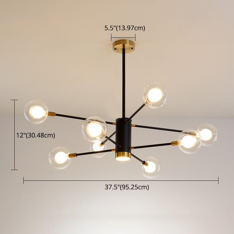 Post-Modern Starburst Hanging Chandelier Light Clear Globe Glass Ceiling Chandelier for Living Room