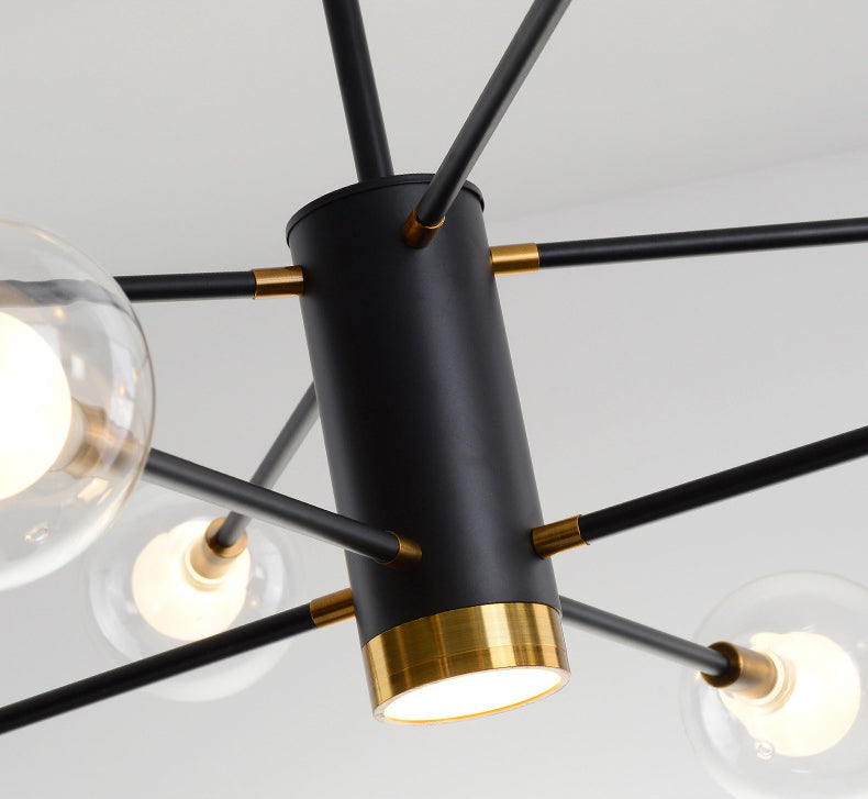 Post-Modern Starburst Hanging Chandelier Light Clear Globe Glass Ceiling Chandelier for Living Room