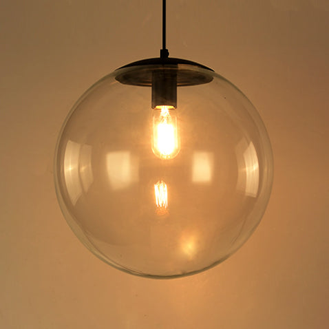 Accensione a ciondolo Globe Industrial 6 "/8"/12 "1 Luce Light Clear Glass Appesi Luce in nero/Chrome