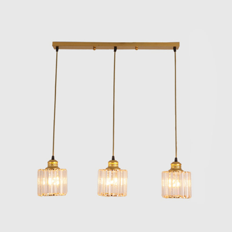3 luci cilindri multiple lampada a sospensione di vetro a coste industriale luce con cavo sospeso per il ristorante